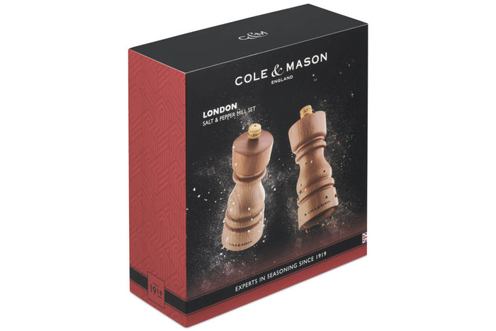 Coffret moulins sel et poivre Cole & Mason London hêtre 13cm