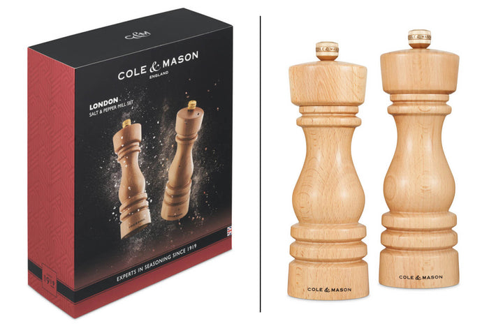 Coffret moulins sel et poivre Cole & Mason London hêtre 18cm