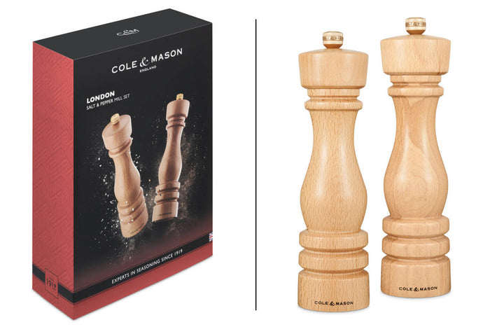 Coffret moulins sel et poivre Cole & Mason London hêtre 22cm