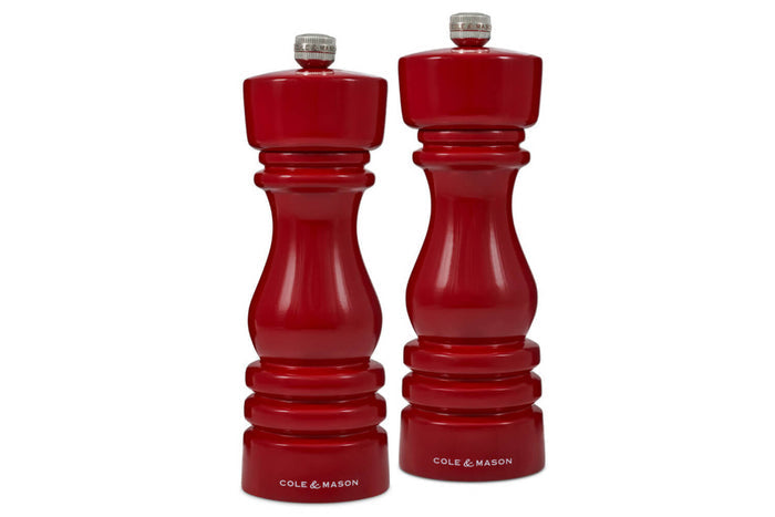 Coffret moulins sel et poivre Cole & Mason London rouge gloss 18cm