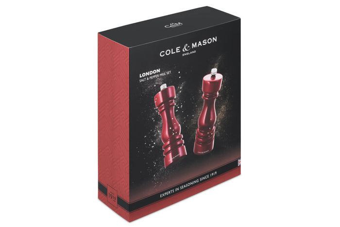 Coffret moulins sel et poivre Cole & Mason London rouge gloss 18cm