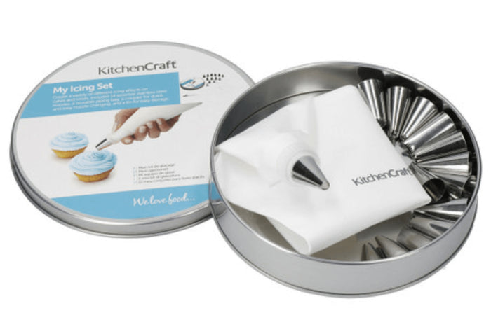 Coffret pâtissier Kitchencraft My Icing Set avec 14 douilles en acier inoxydable + poche en coton