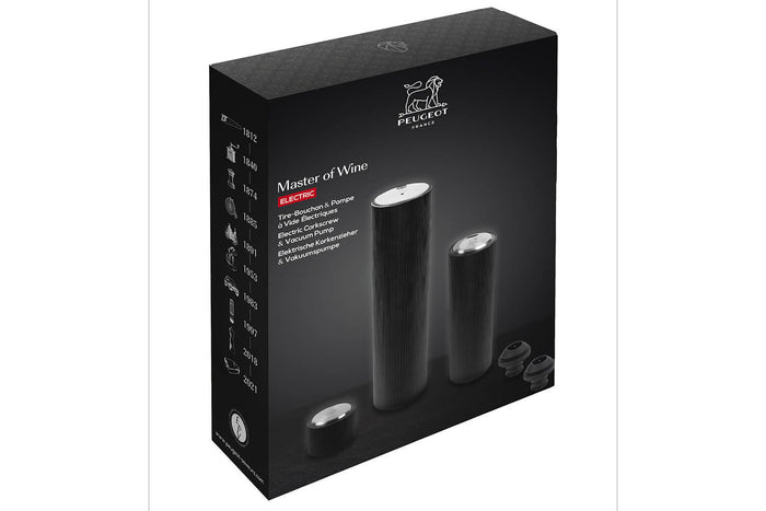 Coffret Peugeot Master of Wine : tire-bouchon Line Reverse + pompe à vide Line Preserve électriques