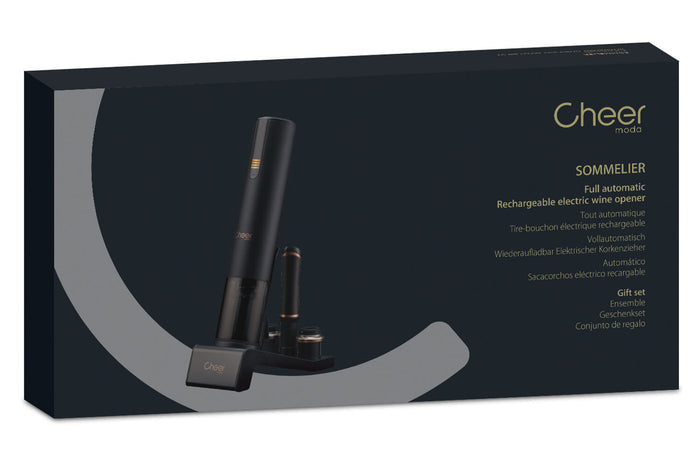 Coffret tire-bouchon automatique rechargeable Cheer Moda Sommelier et accessoires