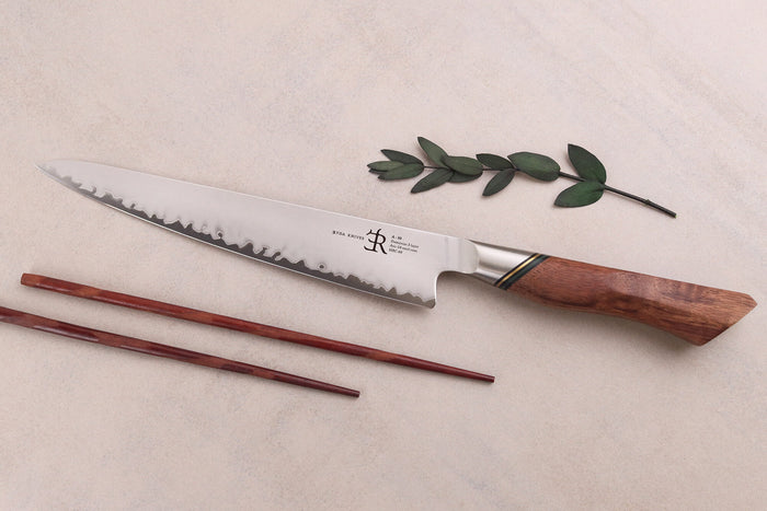Couteau à découper 20,5cm Ryda Knives A-30 San Maï et manche en noyer