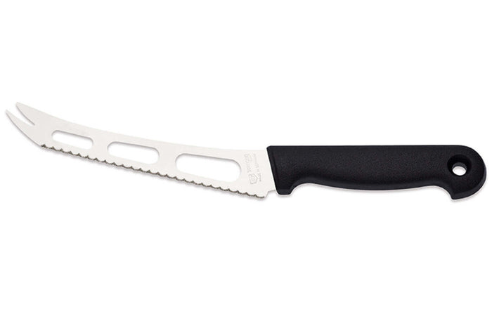 Couteau à fromage pro Giesser lame 15cm dentelée et ajourée à 2 dents