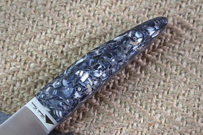 Couteau à huître Charles Canon manche en coquille de moules fabriqué en France + coffret en bois