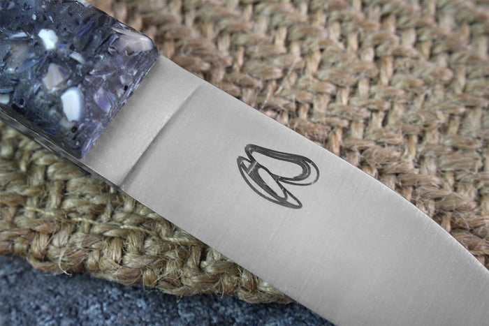 Couteau à huître Charles Canon manche en coquille de moules fabriqué en France + coffret en bois