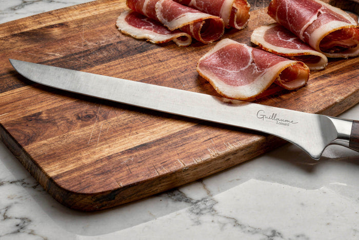 Couteau à jambon 25cm Guillaume Leonard Cuistot en acier inoxydable et bois de santal rouge