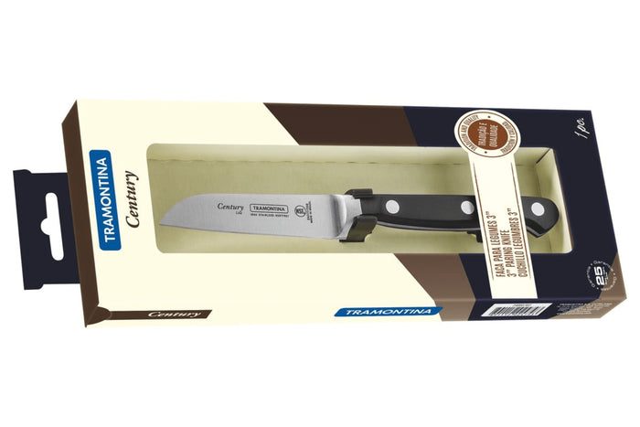 Couteau à légumes Tramontina Century lame forgée 8cm manche polycarbonate noir
