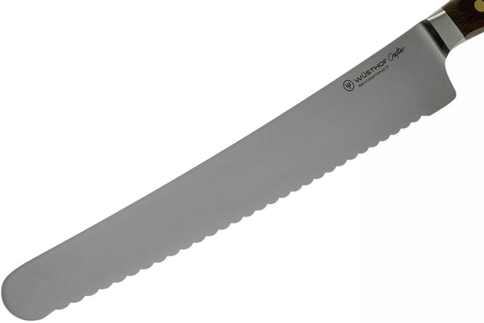 Couteau à pain extra-large Wüsthof Crafter forgé 26cm en chêne fumé