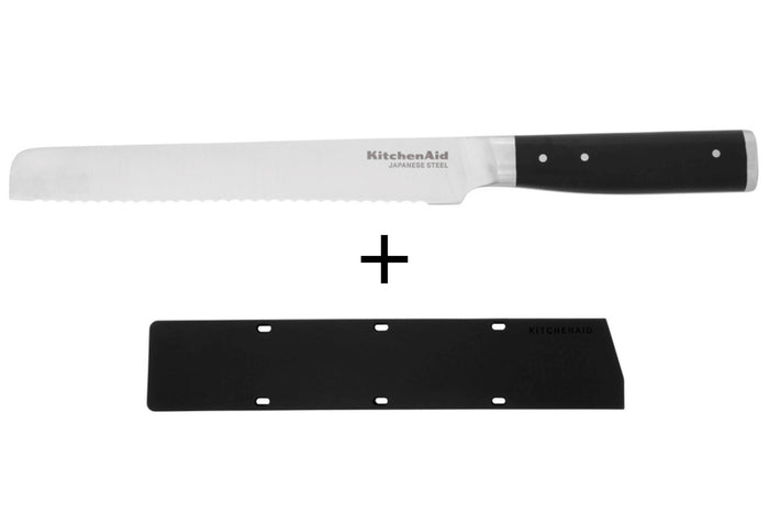 Couteau à pain Kitchen Aid Gourmet lame acier japonais 20cm + étui de protection