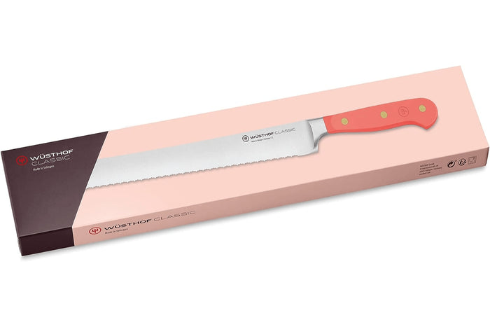 Couteau à pain Wusthof Classic Colour Coral Peach forgé lame micro-dentelée 23cm