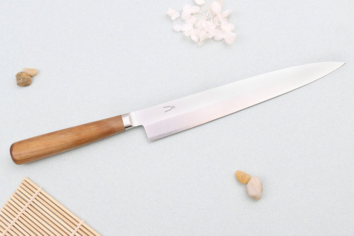 Couteau à sashimi japonais forgé Tadafusa Hocho Kobo lame SLD 3 couches 21cm manche en noyer