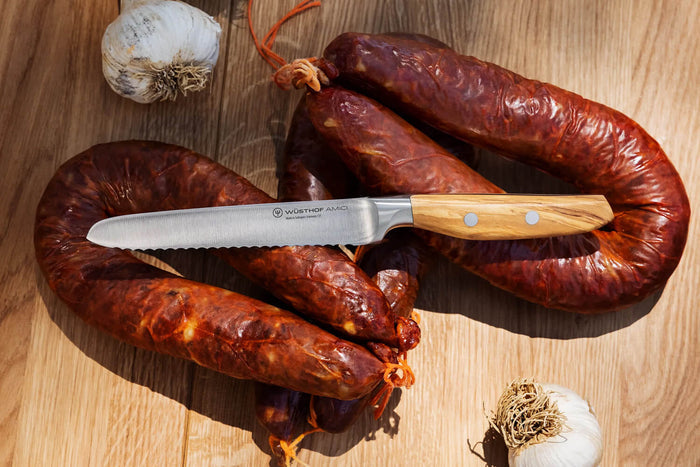 Couteau à saucisson Wüsthof Amici forgé 14cm en bois d'olivier