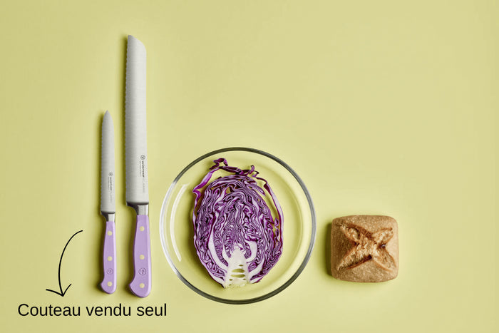 Couteau à saucisson Wusthof Classic Colour Purple Yam forgé lame crantée 14cm
