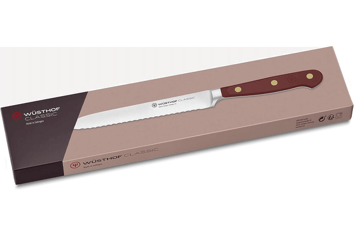 Couteau à saucisson Wusthof Classic Colour Tasty Sumac forgé lame crantée 14cm