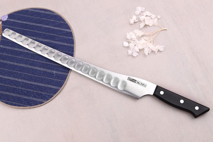 Couteau à saumon alvéolé dos courbé japonais Glestain SO Series 31cm