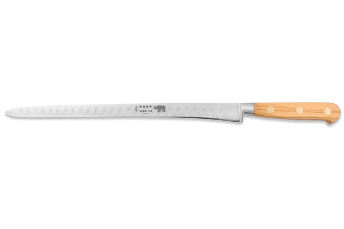 Couteau à saumon Sabatier Éléphant Idéal Forgé 30cm manche en olivier
