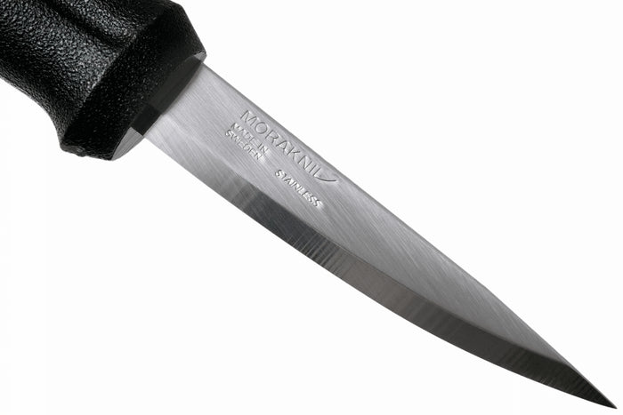 Couteau à sculpter bois Mora Basic 12658 lame inox 7,5cm manche polypropylène noir + étui