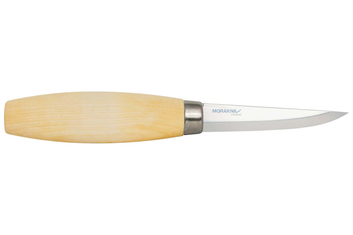 Couteau à sculpter Mora 106 lame carbone 8,2cm manche en bouleau + étui