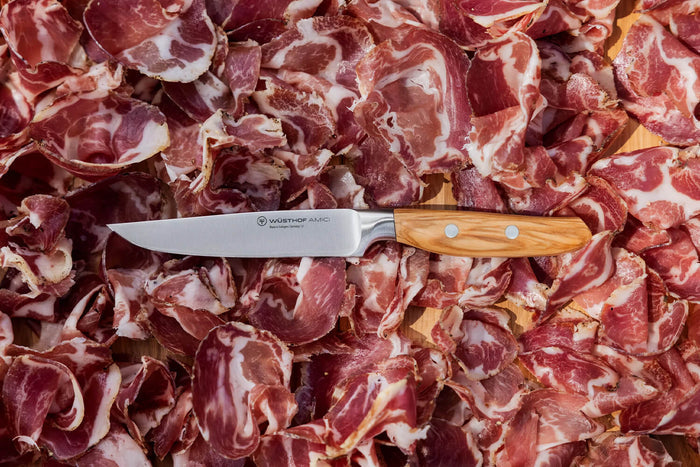 Couteau à steak Wüsthof Amici forgé 12cm en bois d'olivier