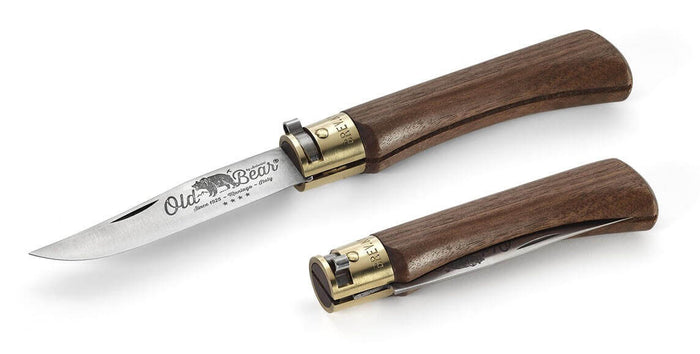 Couteau artisanal Old Bear L lame inox 9cm manche noyer avec virole