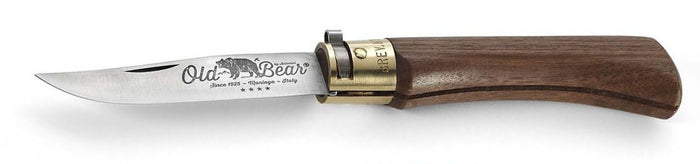 Couteau artisanal Old Bear M lame inox 8cm manche noyer avec virole