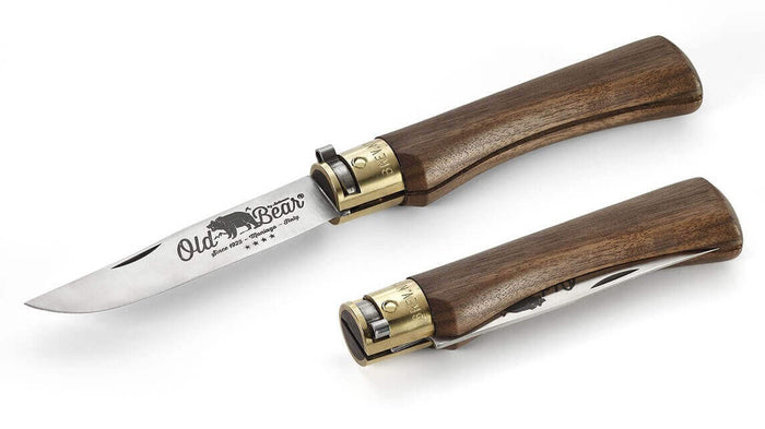 Couteau artisanal Old Bear XL lame inox 10cm manche noyer avec virole