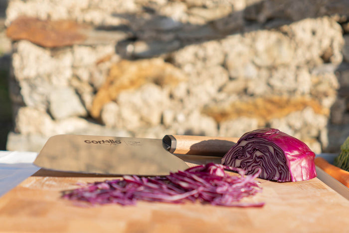 Couteau artisanal spécial 18cm Ambrogio Sanelli Cortello manche en noyer massif