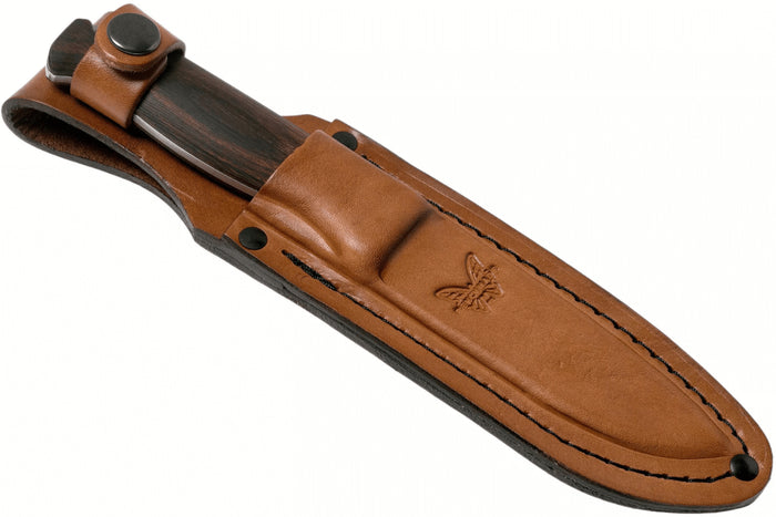 Couteau Benchmade Saddle Mountain Skinner 15002 lame 10,7cm manche bois stabilisé + étui en cuir