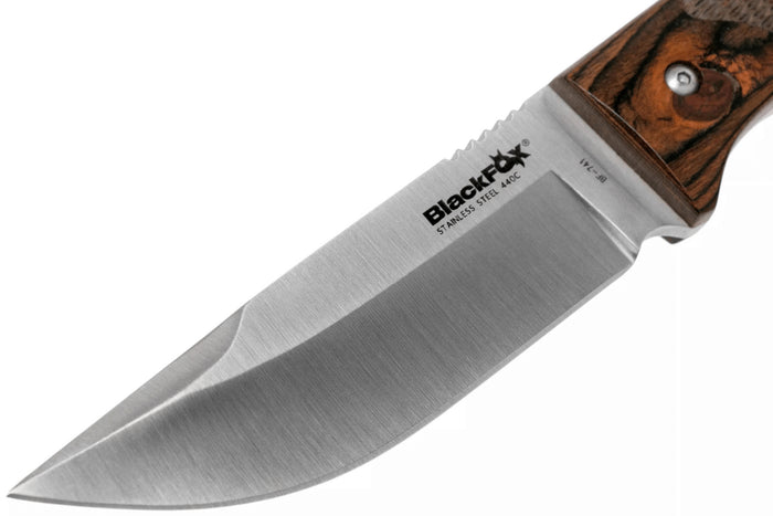Couteau Black Fox BF.741 lame 11,4cm manche en bois de pakka avec étui