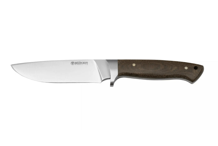 Couteau Böker Arbolito Hunter 02BA351M lame en acier 12cm manche en micarta vert + étui en cuir noir