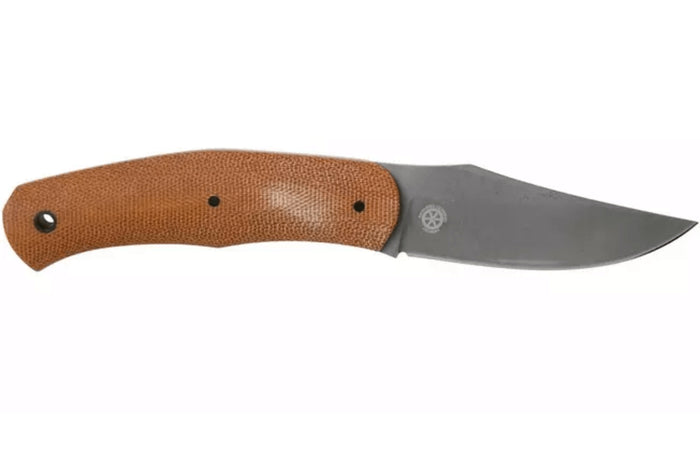 Couteau Böker Boxer Fixed 120503 lame en acier 8,4cm manche en micarta marron + étui en cuir