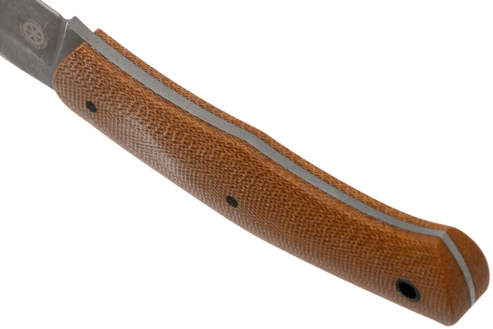 Couteau Böker Boxer Fixed 120503 lame en acier 8,4cm manche en micarta marron + étui en cuir