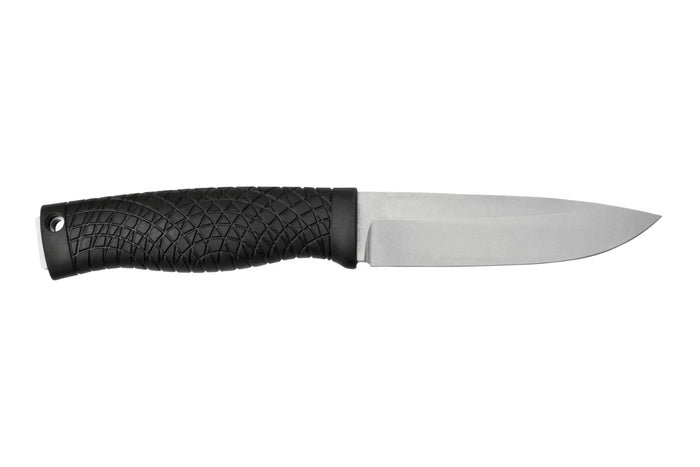 Couteau Böker Bronco 121504 lame en acier 11,3cm manche en TPE noir + étui en cuir avec allume-feu