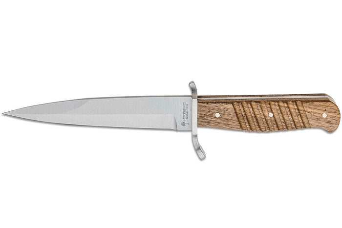 Couteau Böker Trench Knife 121918 lame en acier carbone 14,4cm manche en noyer + étui en cuir