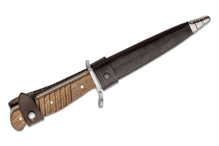 Couteau Böker Trench Knife 121918 lame en acier carbone 14,4cm manche en noyer + étui en cuir