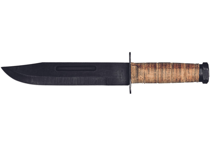 Couteau Bowie Herbertz 101018 lame 18cm manche en cuir + étui en cuir + pierre à aiguiser