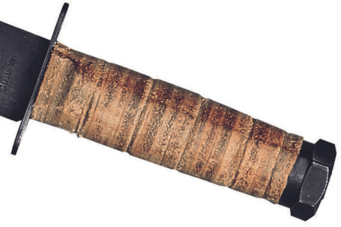 Couteau Bowie Herbertz 101018 lame 18cm manche en cuir + étui en cuir + pierre à aiguiser