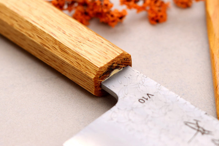 Couteau bunka 14cm japonais artisanal Sakai Kikumori TS10 en chêne