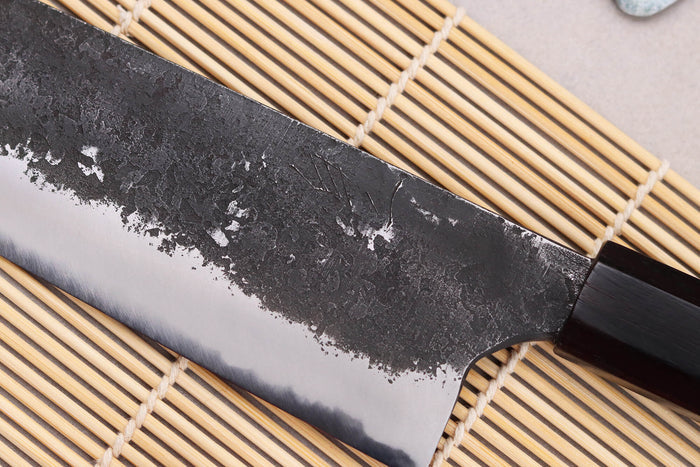 Couteau bunka 16,5cm japonais artisanal Naoki Mazaki WS2 Black Nashiji