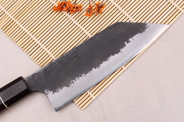 Couteau bunka 16,5cm japonais artisanal Naoki Mazaki WS2 Black Nashiji