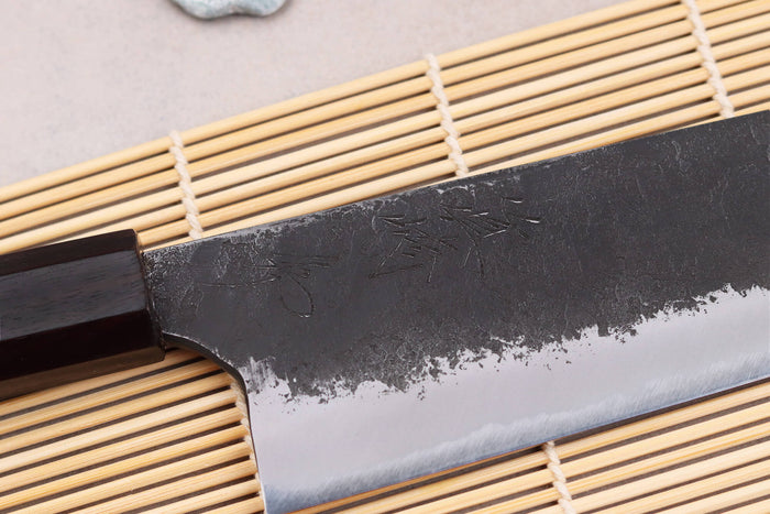Couteau bunka 16,5cm japonais artisanal Naoki Mazaki WS2 Black Nashiji