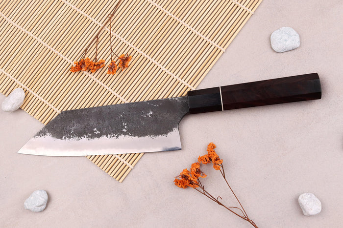 Couteau bunka 16,5cm japonais artisanal Naoki Mazaki WS2 Black Nashiji
