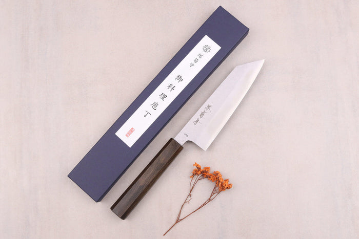 Couteau bunka 16,5cm japonais artisanal Sakai Kikumori TS10 en chêne noir