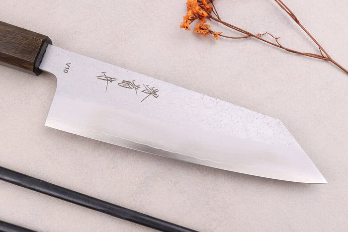 Couteau bunka 16,5cm japonais artisanal Sakai Kikumori TS10 en chêne noir