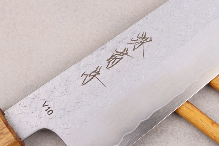 Couteau bunka 16,5cm japonais artisanal Sakai Kikumori TS10 en chêne
