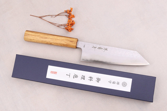 Couteau bunka 16,5cm japonais artisanal Sakai Kikumori TS10 en chêne