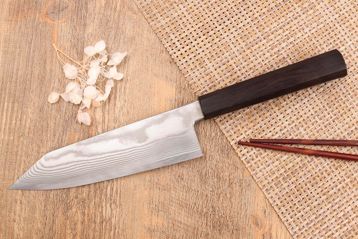Couteau bunka 18cm japonais artisanal Hatsukokoro Ginsou Damas manche en ébène